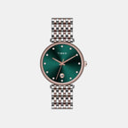 Fashion Women Quartz Green Dial Analog Stainless Steel Watch TWEL21603