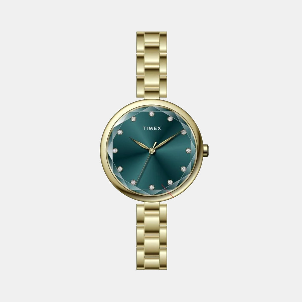 Fashion Women Quartz Green Dial Analog Brass Watch TWEL21701