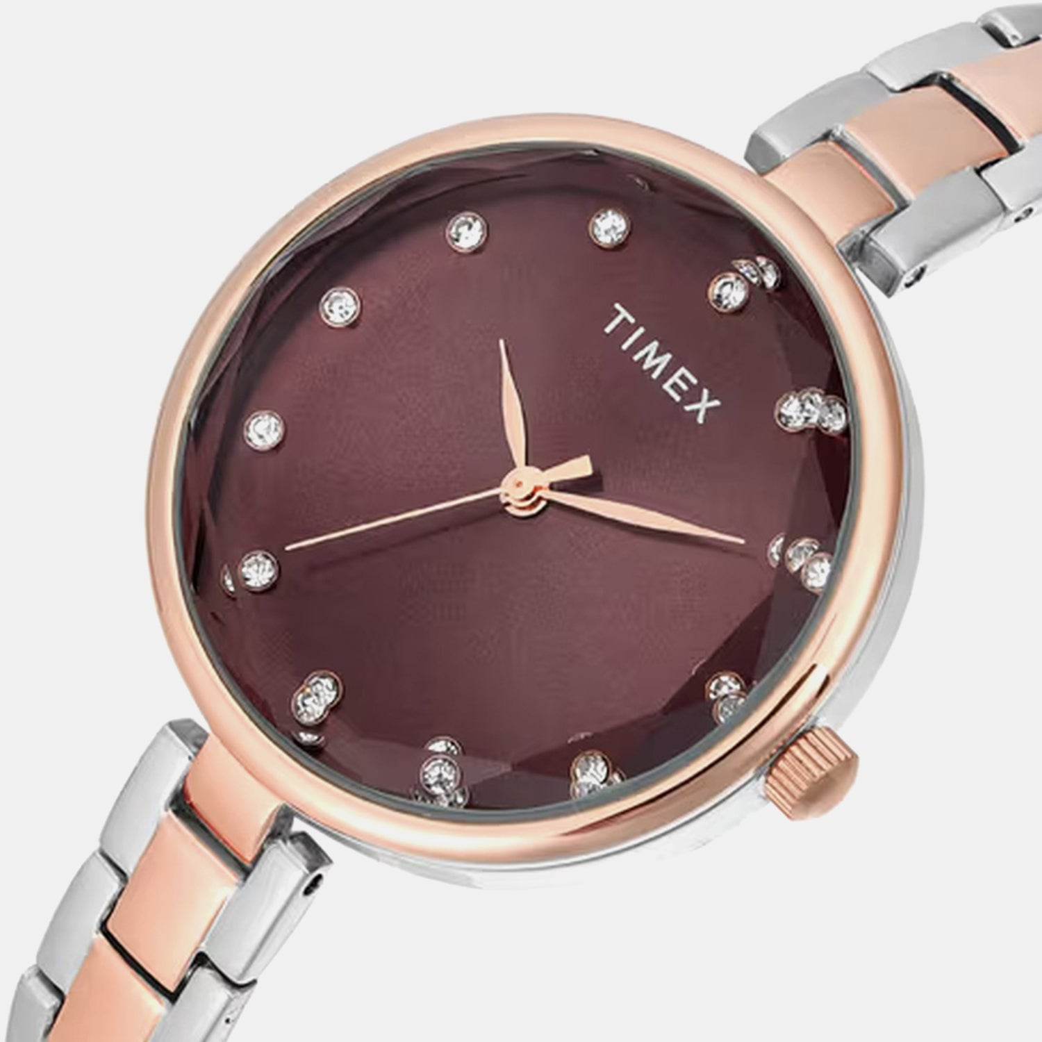 Women Quartz Maroon Dial Analog Stainless Steel Watch TWEL21702