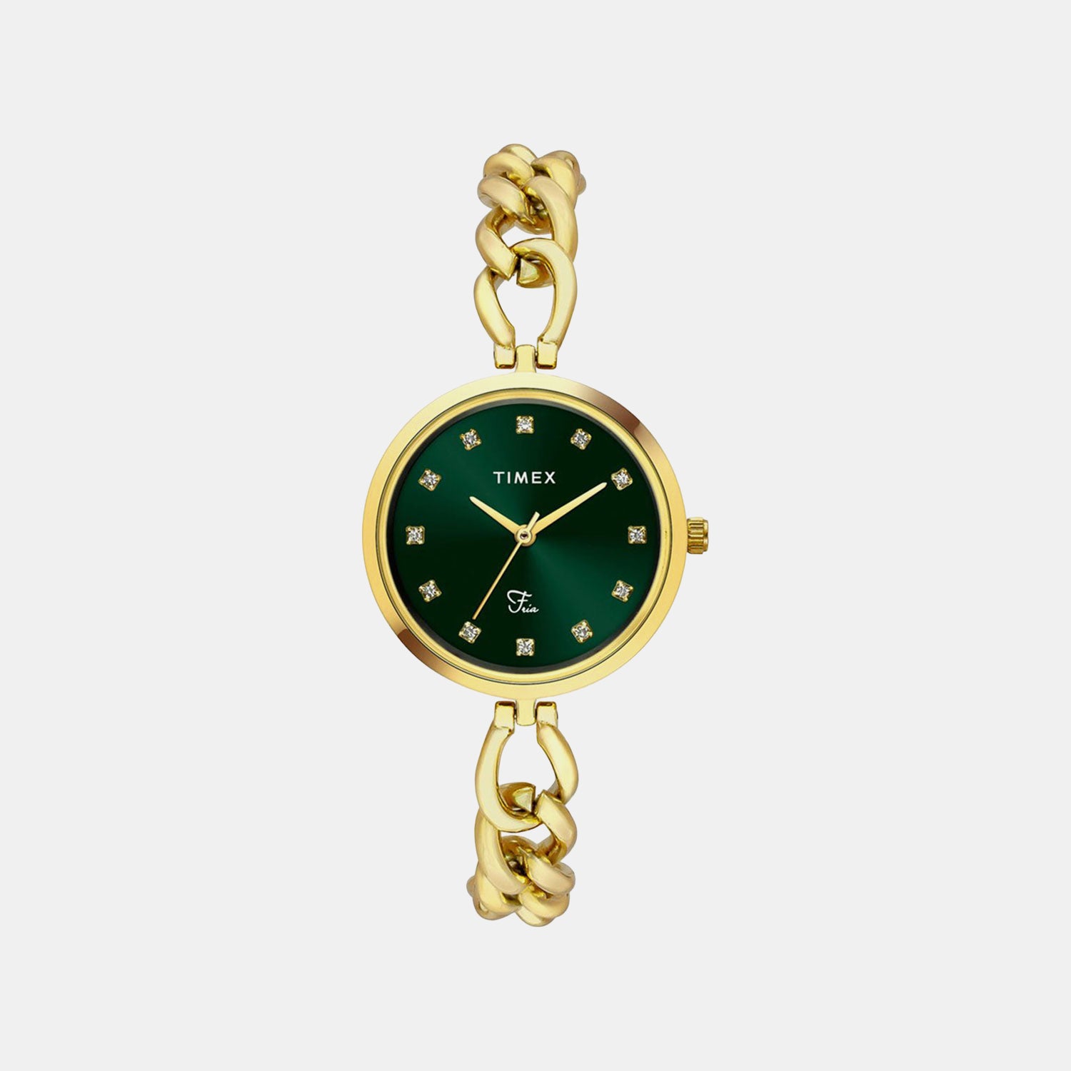 Fria Women Quartz Green Dial Analog Brass Watch TWEL23801