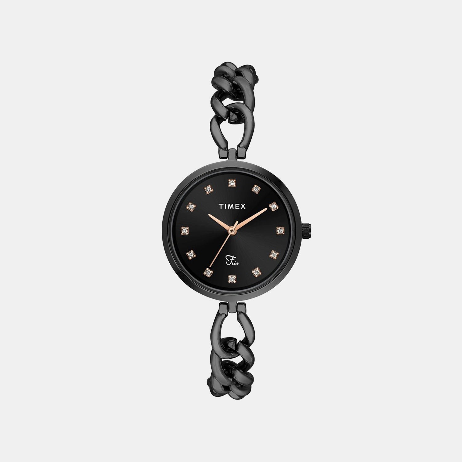 Fria Women Quartz Black Dial Analog Brass Watch TWEL23804