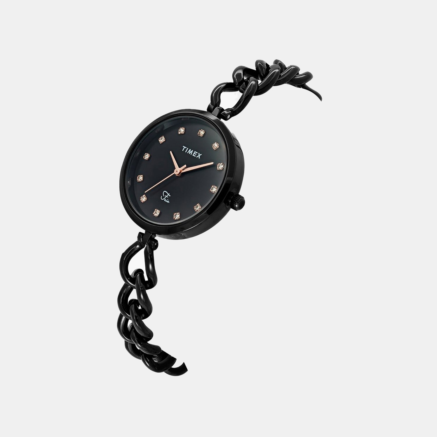 Fria Women Quartz Black Dial Analog Brass Watch TWEL23804