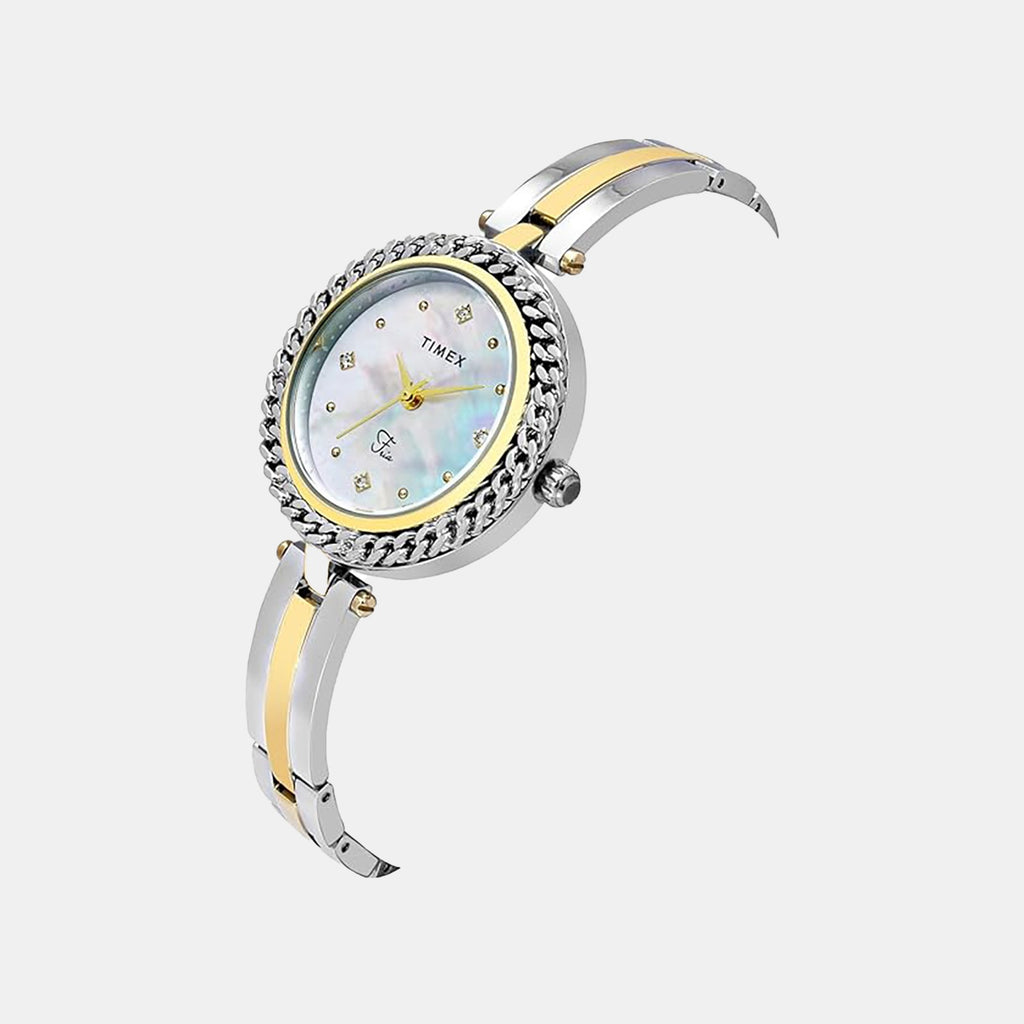 Fria Women Quartz Mother of Pearl Dial Analog Brass Watch TWEL24101