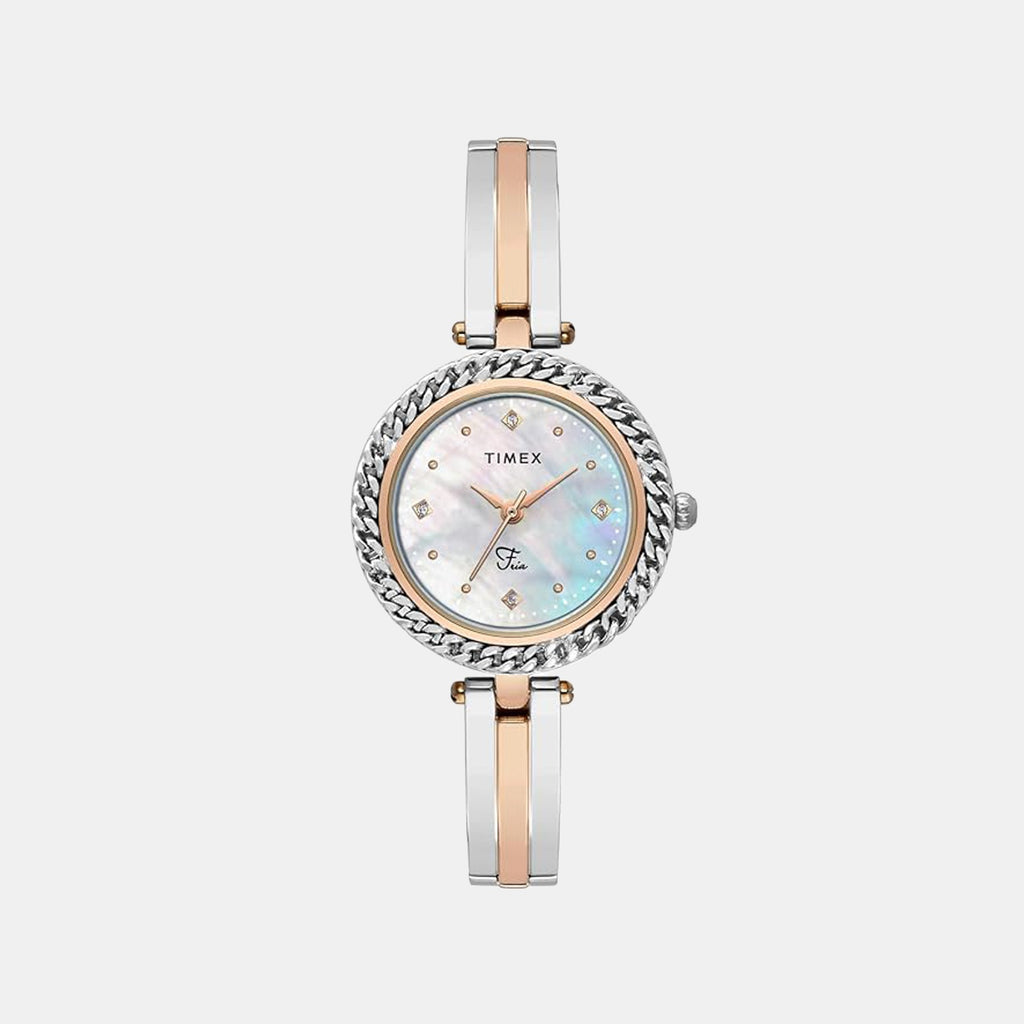 Fria Women Quartz Mother of Pearl Dial Analog Brass Watch TWEL24102