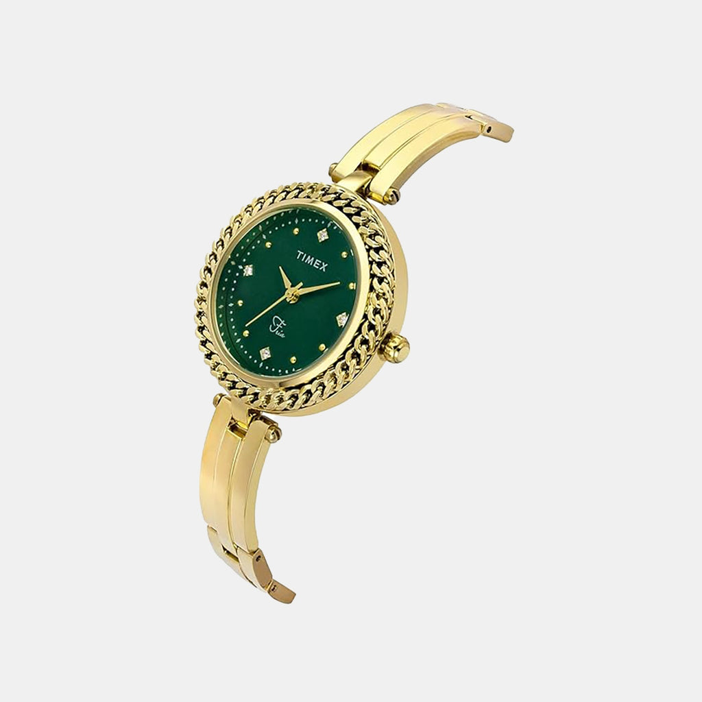 Fria Women Quartz Green Mother of Pearl Dial Analog Brass Watch TWEL24103