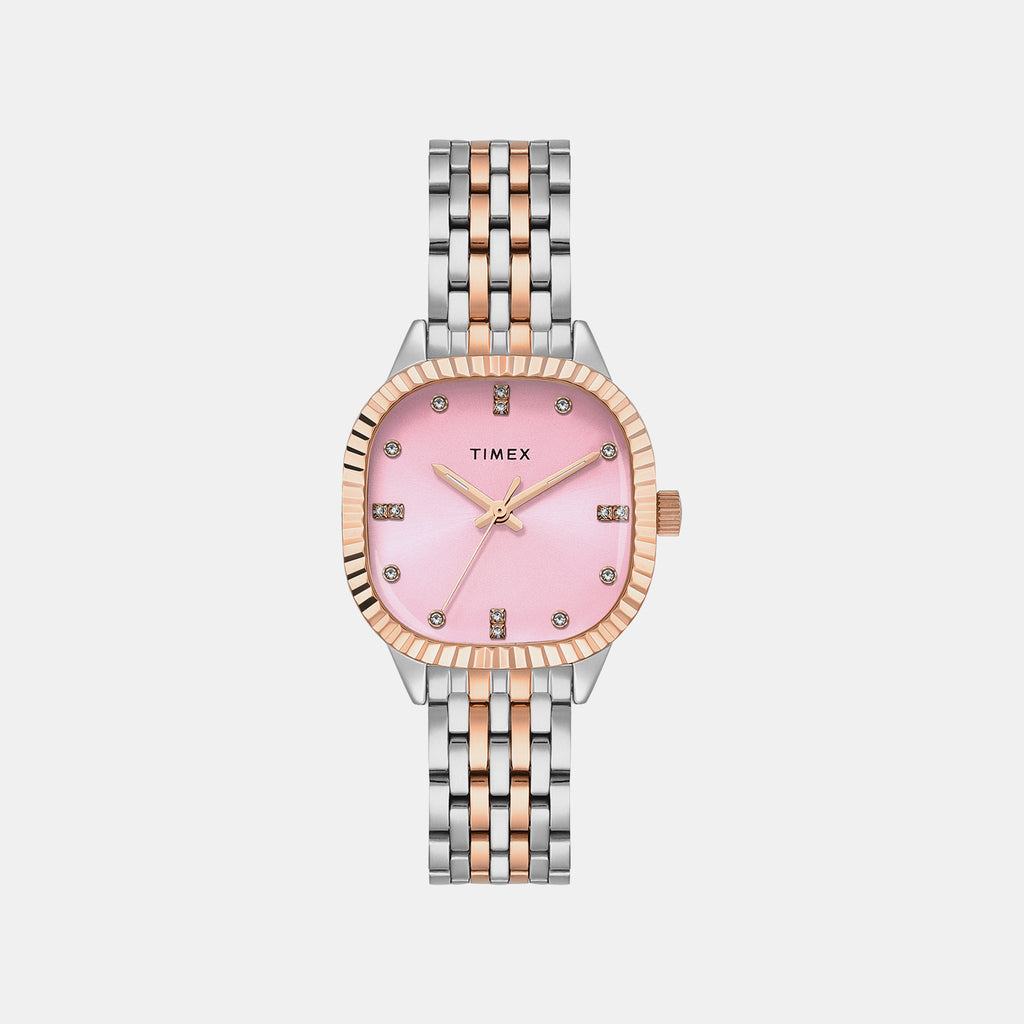 Trendline Women Quartz Pink Dial Analog Stainless Steel Watch TWEL27302