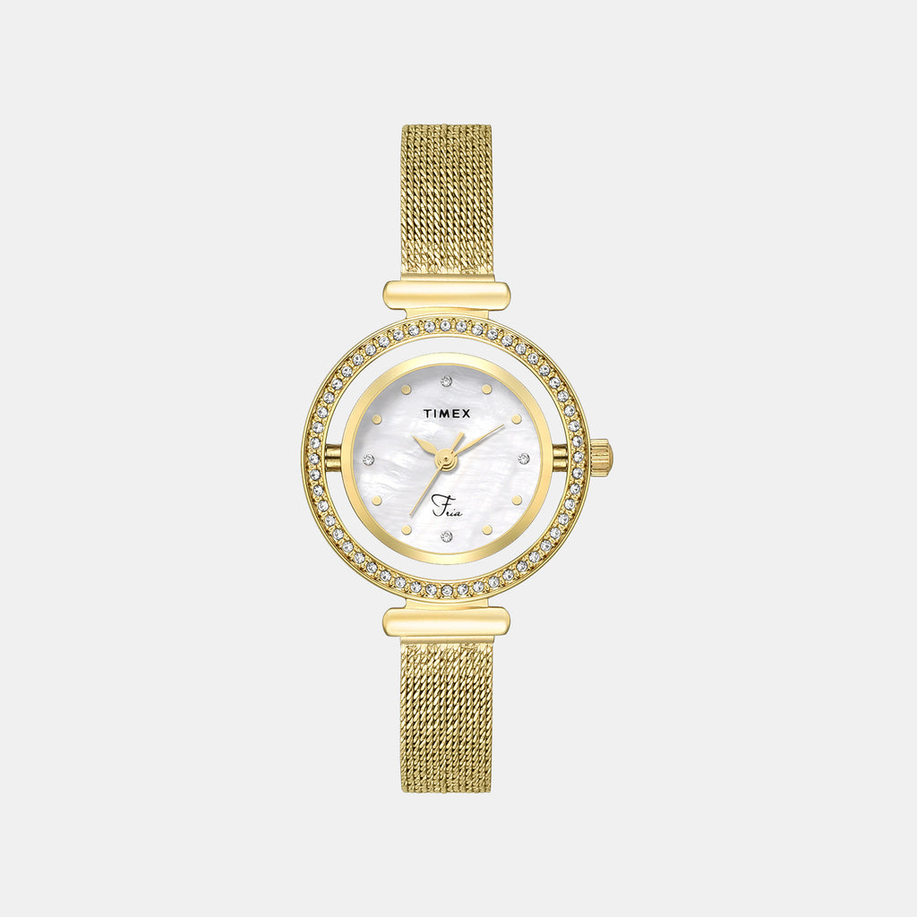 Fria Women Quartz Mother Of Pearl Dial Analog Mesh Watch TWEL27801
