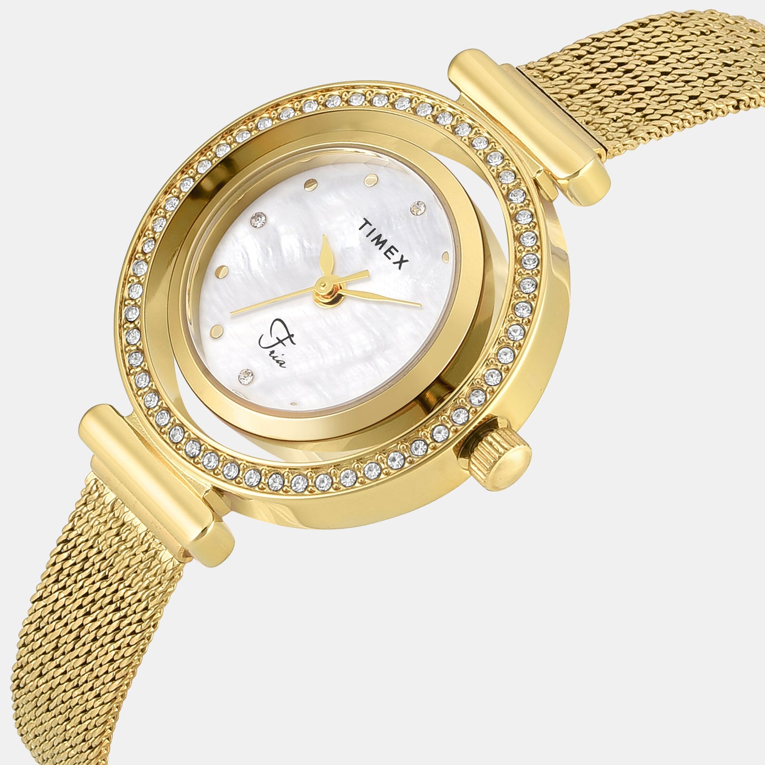 Fria Women Quartz Mother Of Pearl Dial Analog Mesh Watch TWEL27801