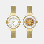 Fria Women Quartz Mother Of Pearl Dial Analog Mesh Watch TWEL27801