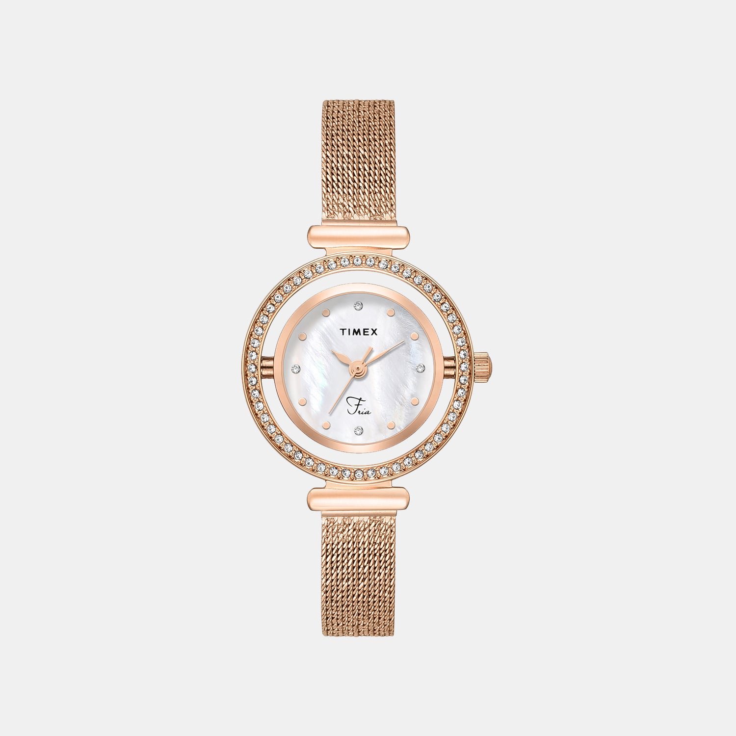 Fria Women Quartz Mother Of Pearl Dial Analog Mesh Watch TWEL27802