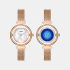 Fria Women Quartz Mother Of Pearl Dial Analog Mesh Watch TWEL27802