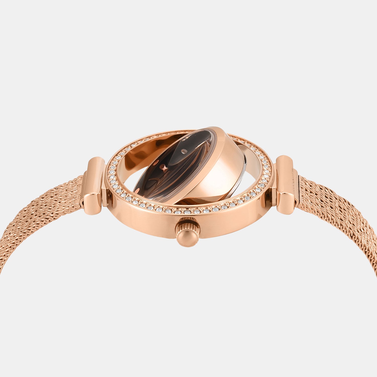 Fria Women Quartz Mother Of Pearl Dial Analog Mesh Watch TWEL27803
