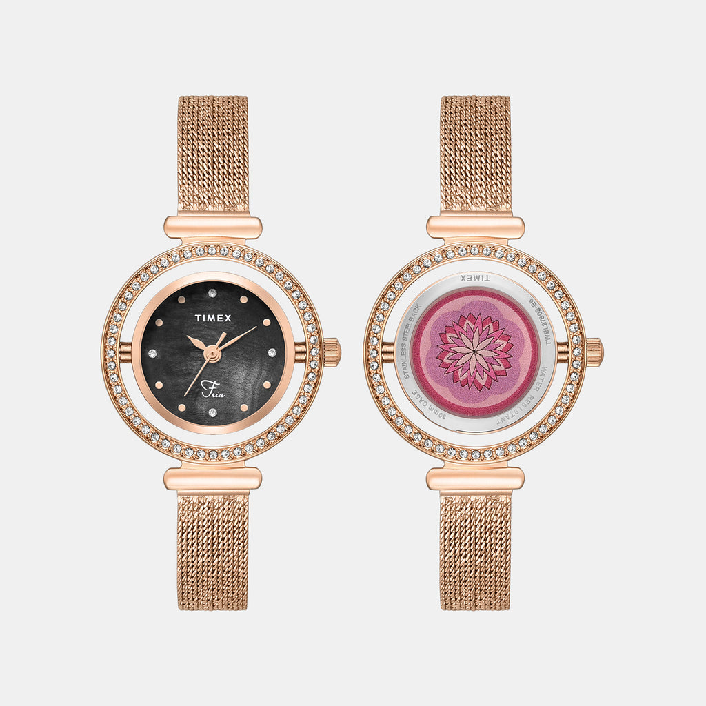 Fria Women Quartz Mother Of Pearl Dial Analog Mesh Watch TWEL27803