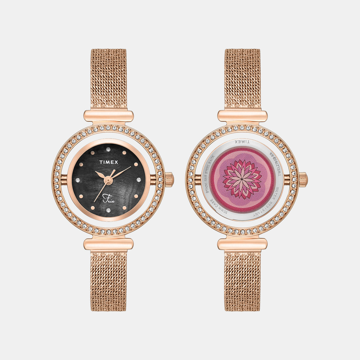 Fria Women Quartz Mother Of Pearl Dial Analog Mesh Watch TWEL27803