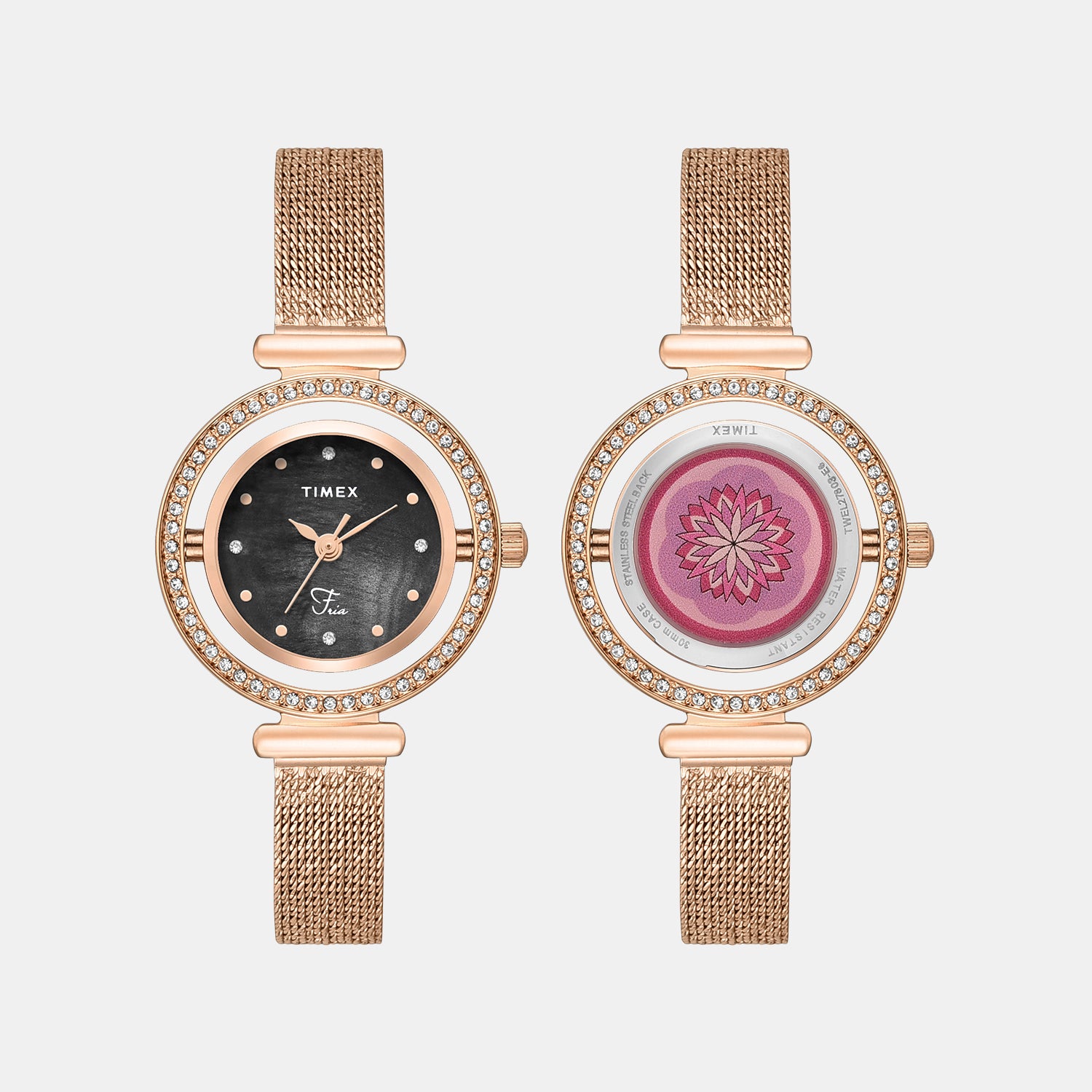 Fria Women Quartz Mother Of Pearl Dial Analog Mesh Watch TWEL27803