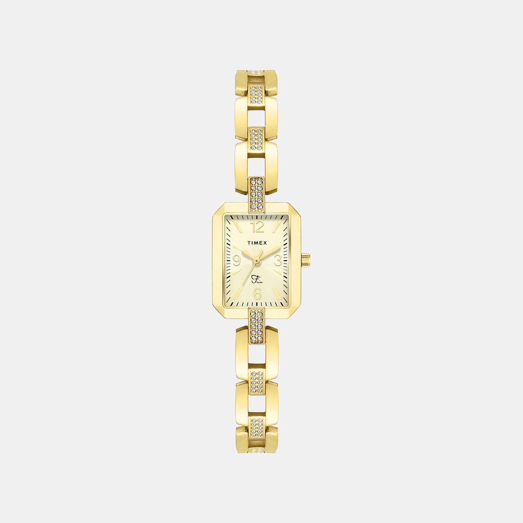 Fria Women Quartz Champagne Dial Analog Brass Watch TWEL27900