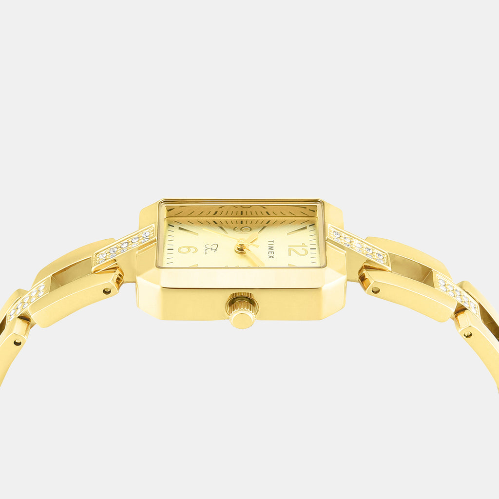 Fria Women Quartz Champagne Dial Analog Brass Watch TWEL27900