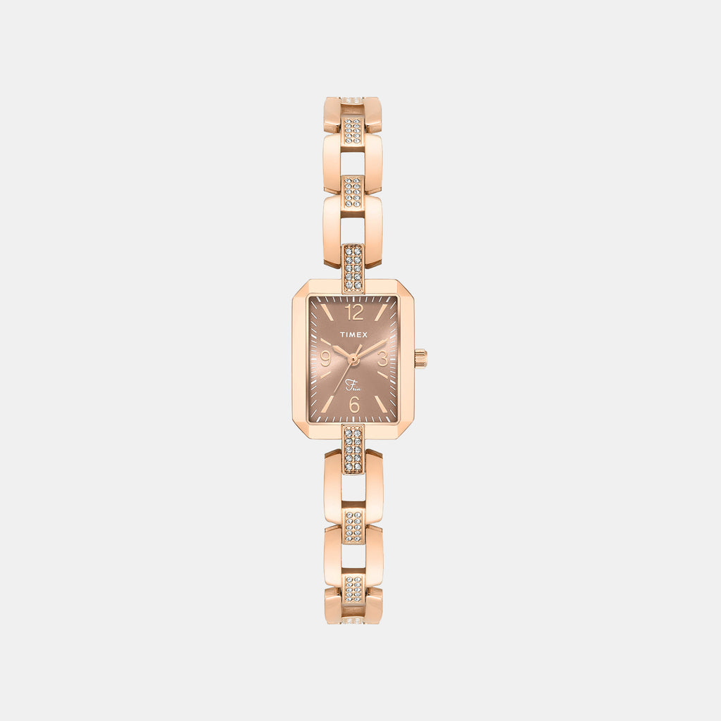 Fria Women Quartz Brown Dial Analog Brass Watch TWEL27901