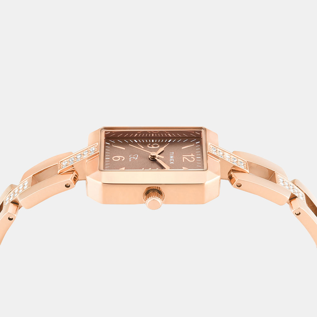 Fria Women Quartz Brown Dial Analog Brass Watch TWEL27901