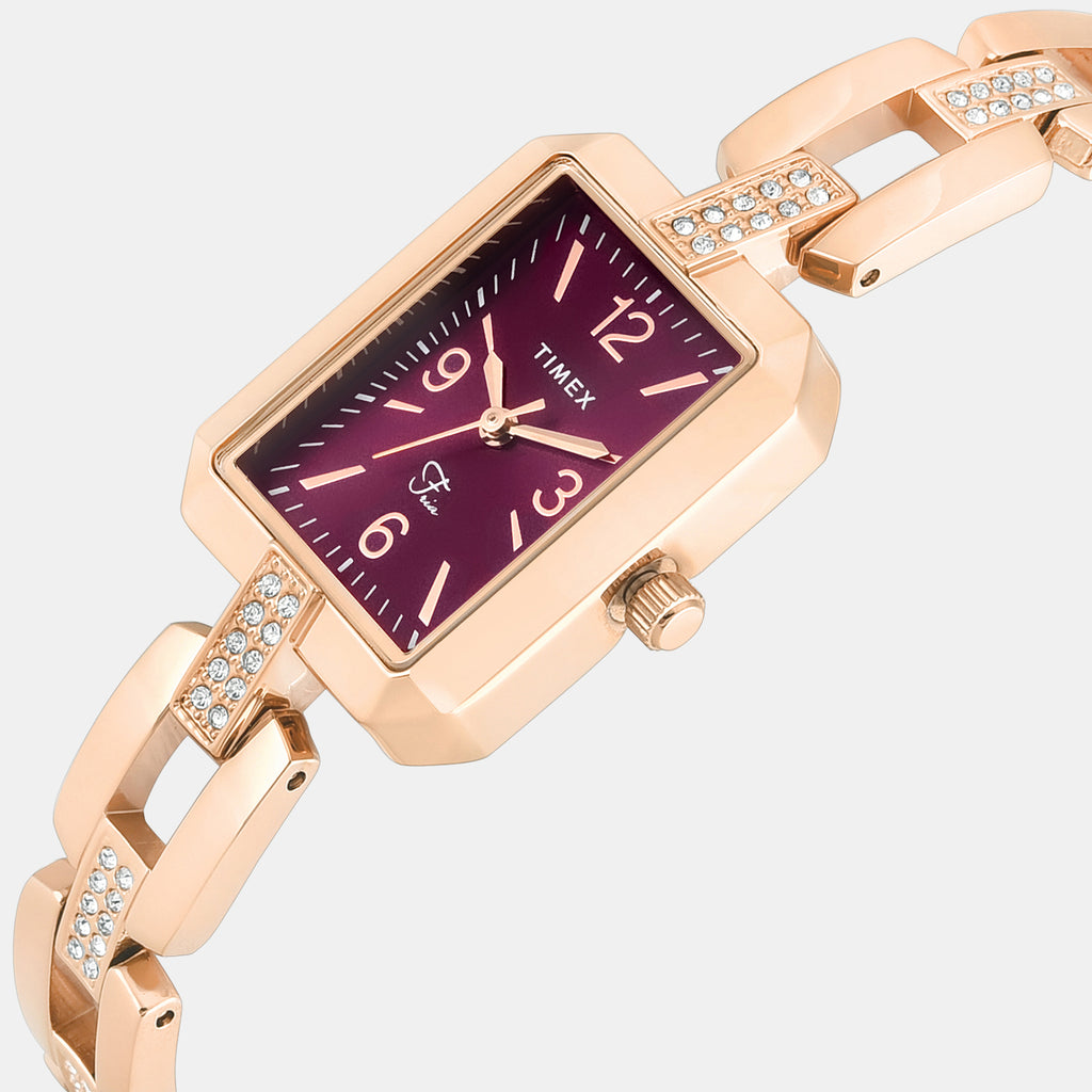 Fria Women Quartz Purple Dial Analog Brass Watch TWEL27902