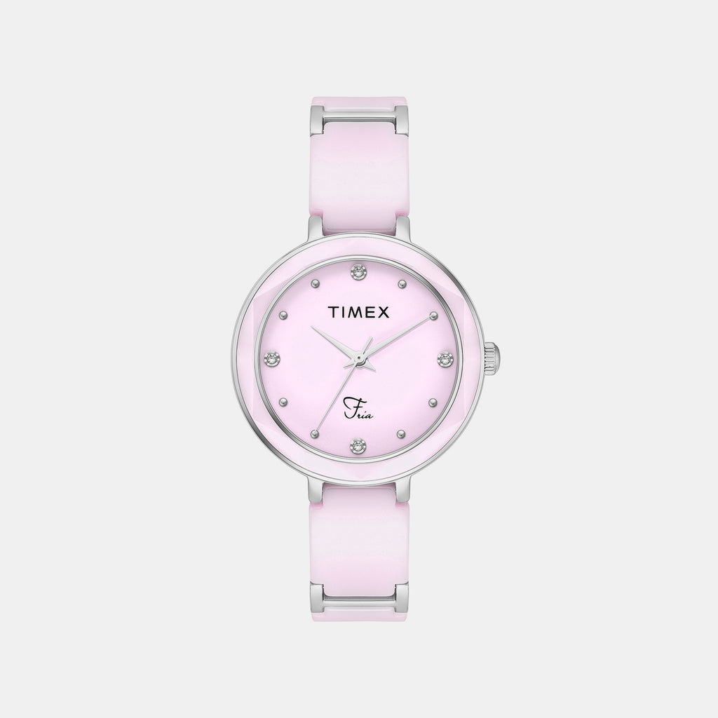 Fria Women Quartz Pink Dial Analog Stainless Steel Watch TWEL28000
