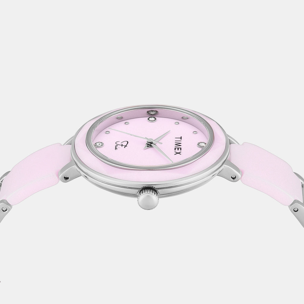 Fria Women Quartz Pink Dial Analog Stainless Steel Watch TWEL28000