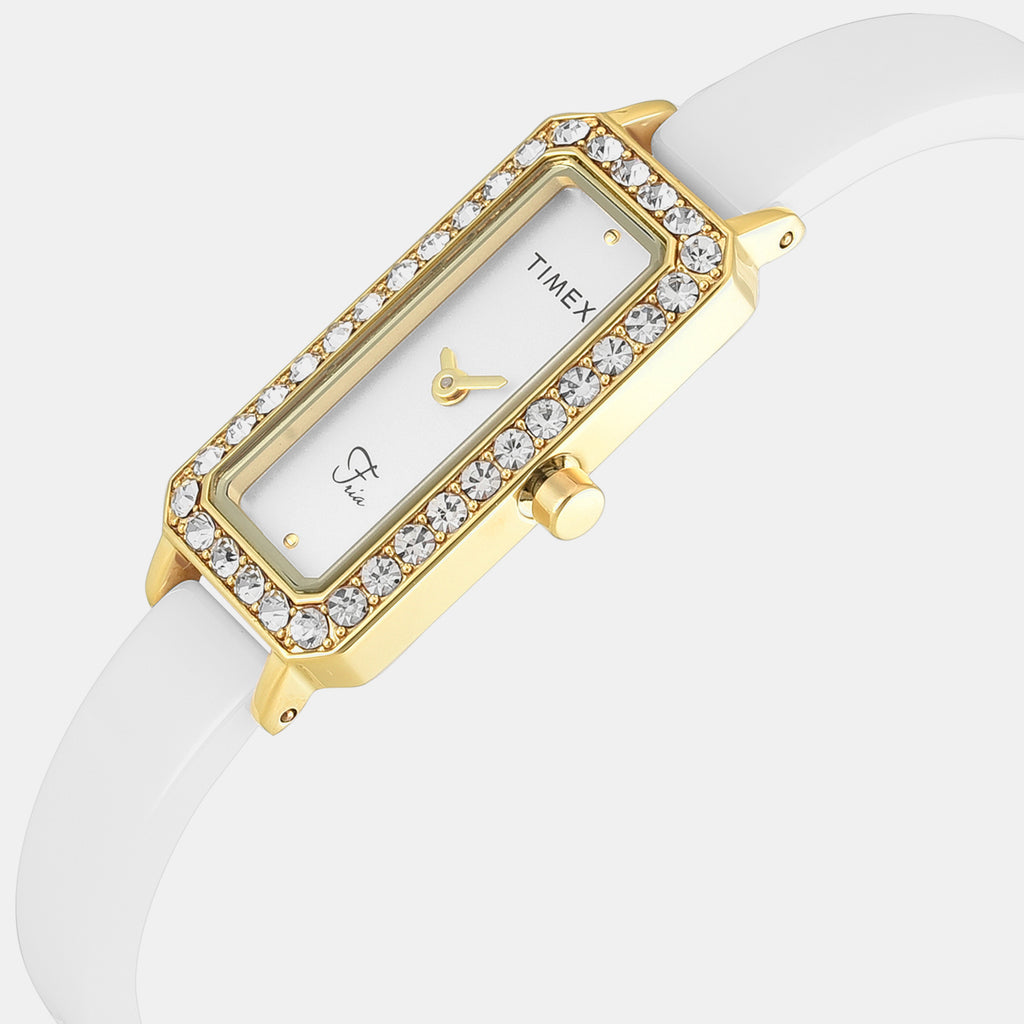 Fria Women Quartz White Dial Analog Ceramic Watch TWEL28101