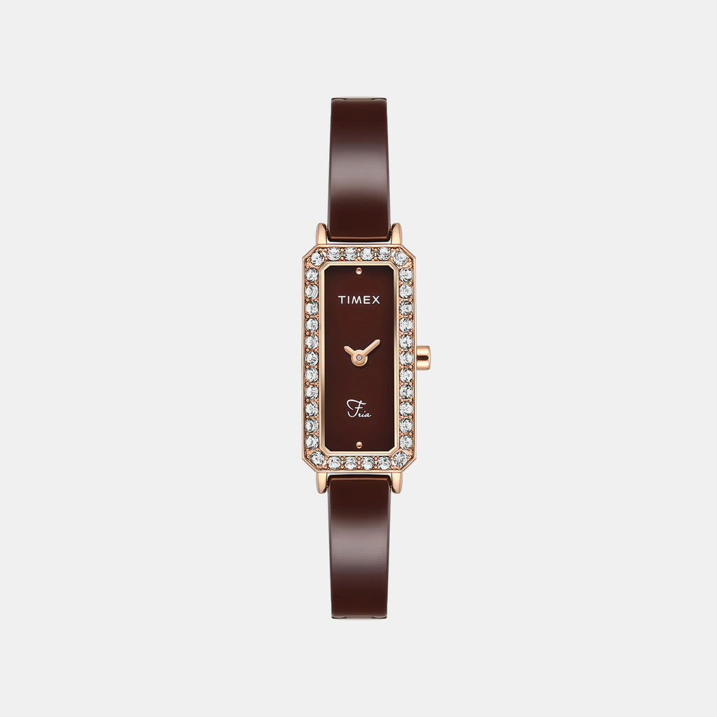 Fria Women Quartz Brown Dial Analog Ceramic Watch TWEL28103