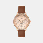 Trendline Women Quartz Rose Gold Dial Multi-Function Leather Watch TWEL29000
