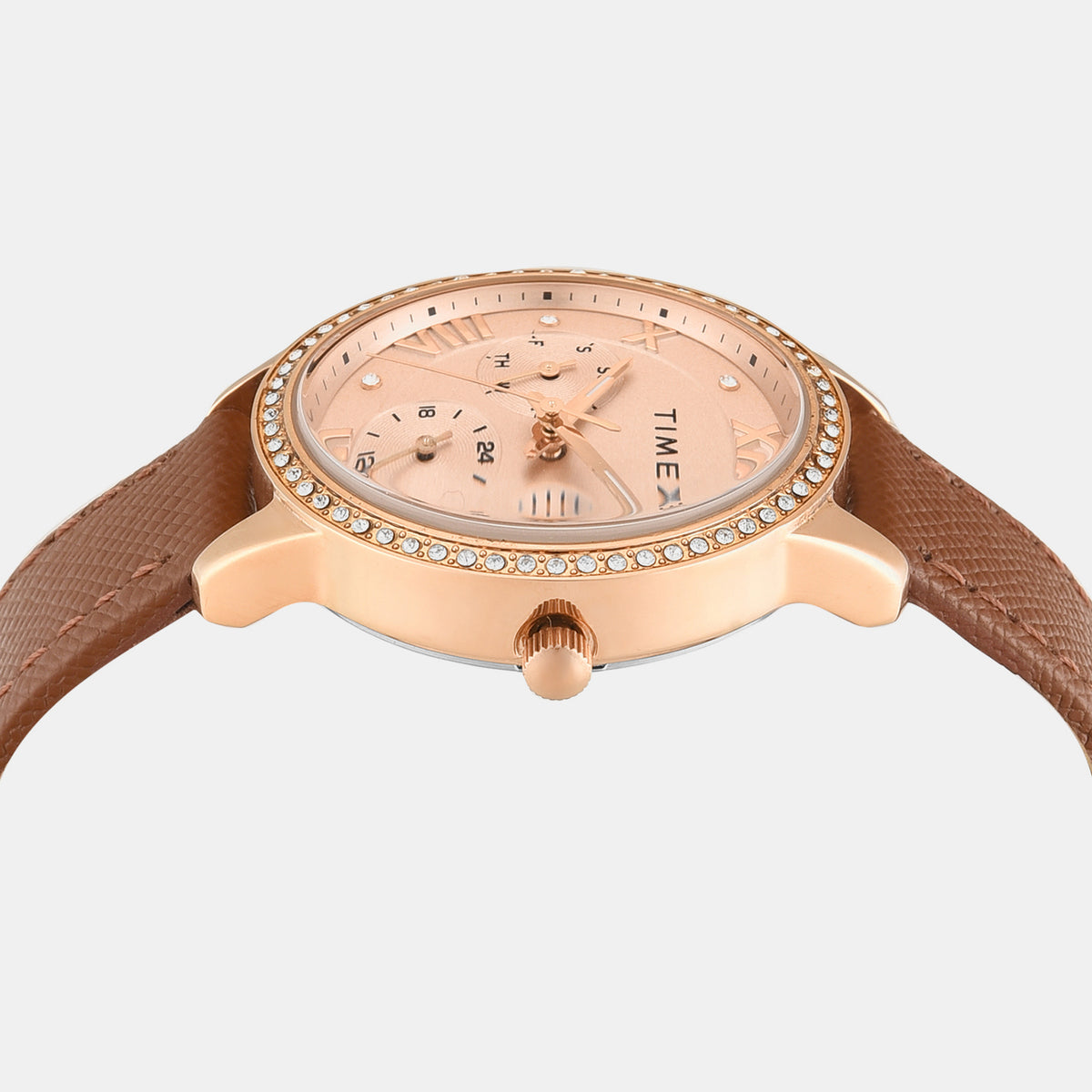 Trendline Women Quartz Rose Gold Dial Multi-Function Leather Watch TWEL29000