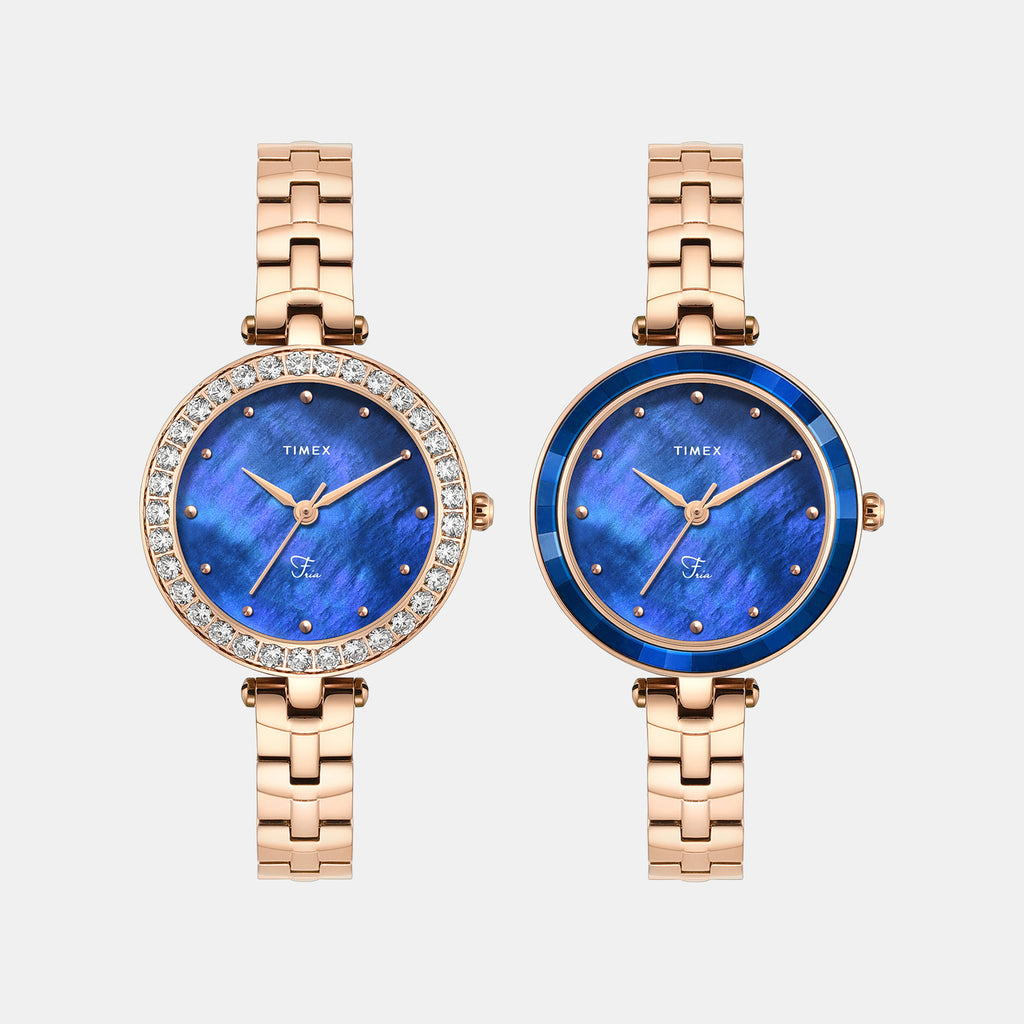 Fria Women Quartz Mother Of Pearl Dial Analog Brass Watch TWEL29200