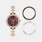 Fria Women Quartz Mother Of Pearl Dial Analog Brass Watch TWEL29201