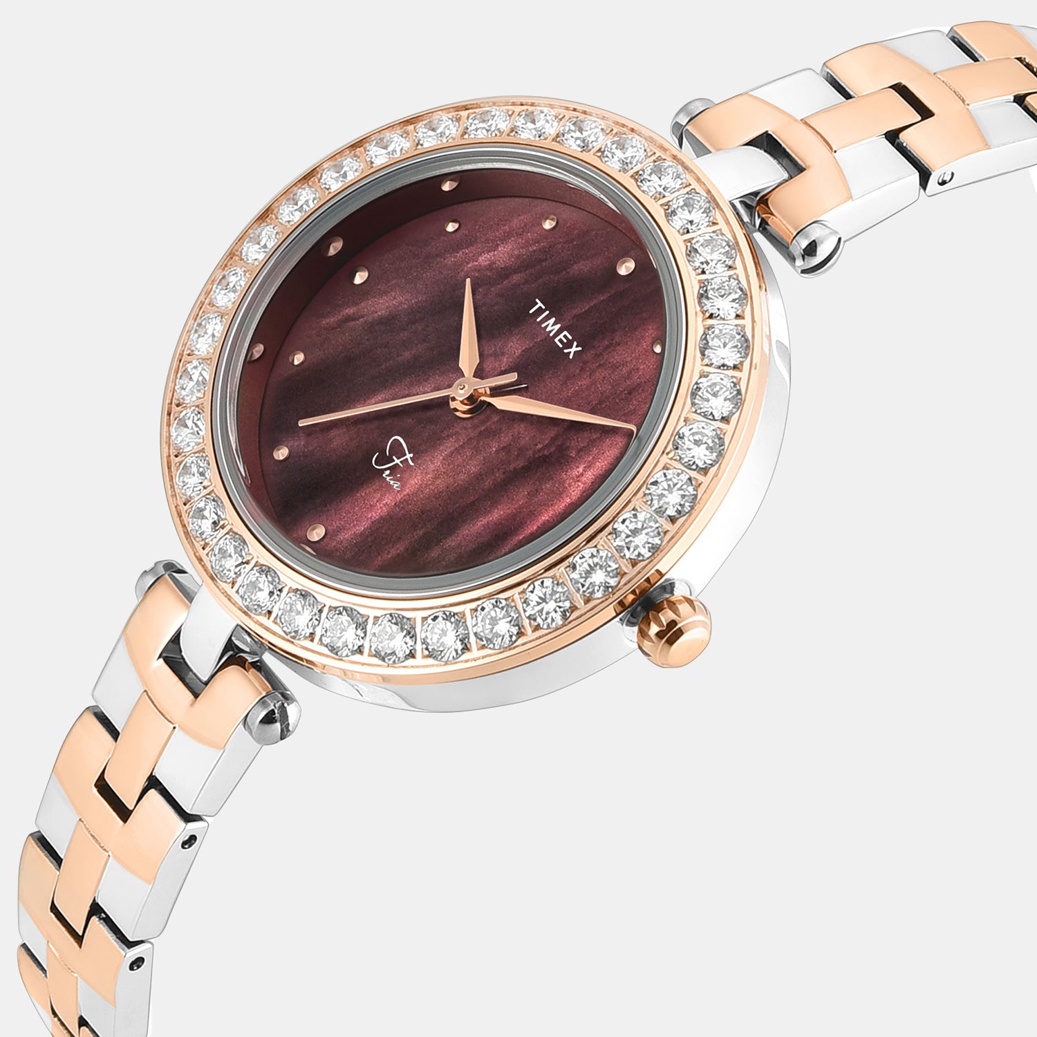 Fria Women Quartz Mother Of Pearl Dial Analog Brass Watch TWEL29201