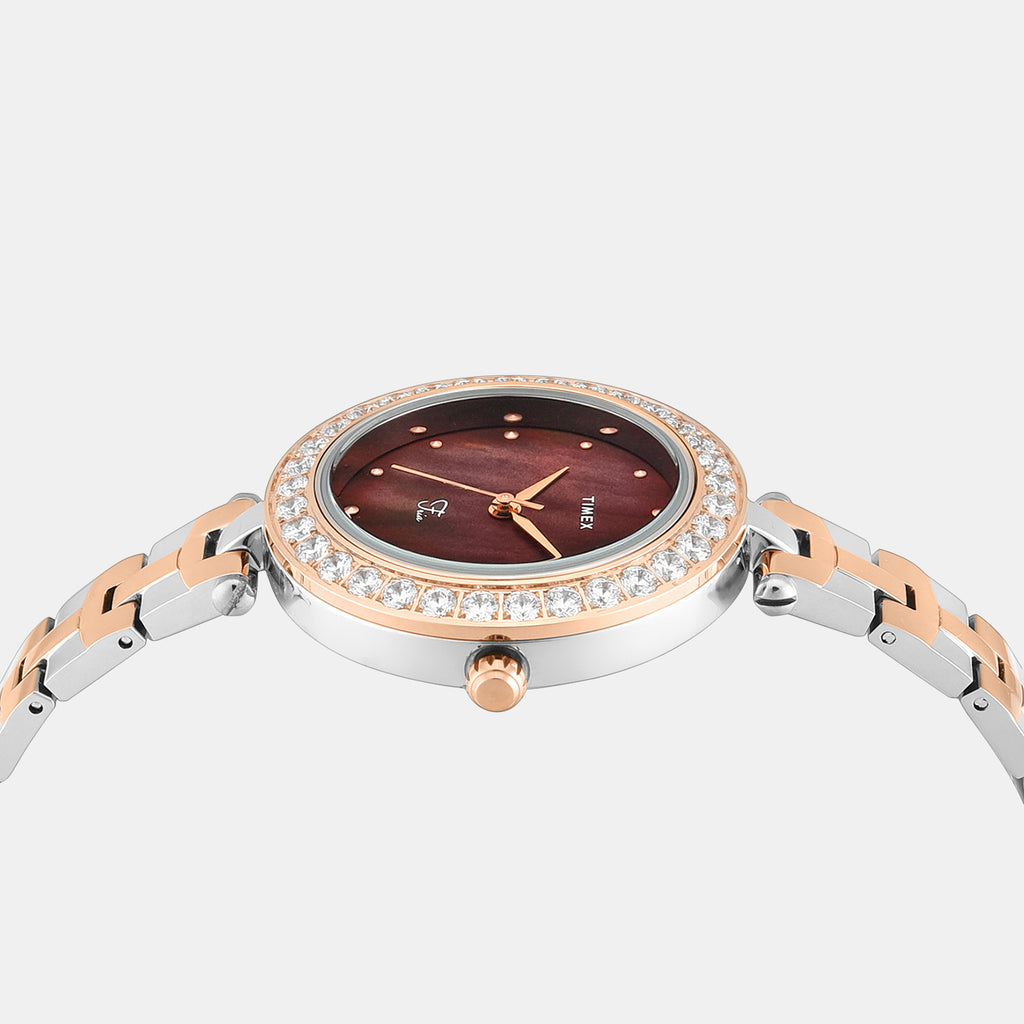 Fria Women Quartz Mother Of Pearl Dial Analog Brass Watch TWEL29201