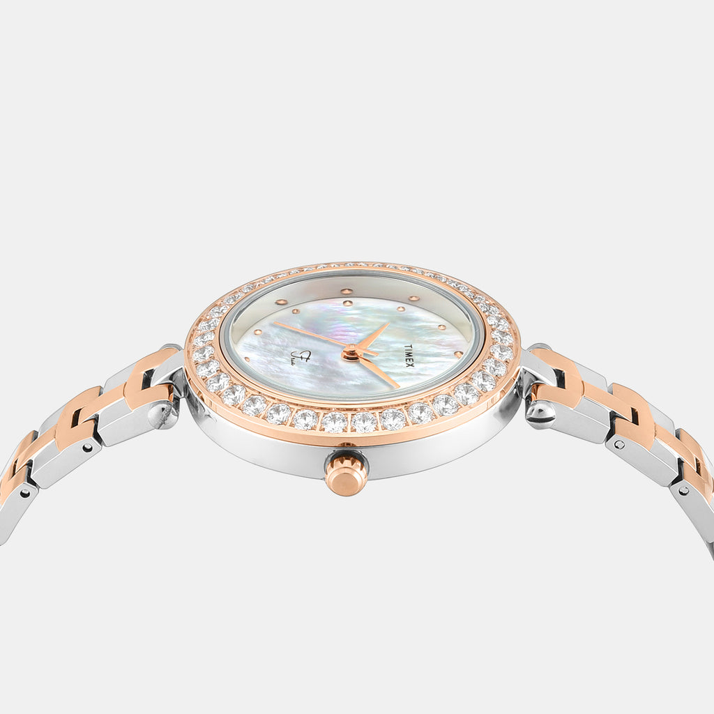 Fria Women Quartz Mother Of Pearl Dial Analog Brass Watch TWEL29202