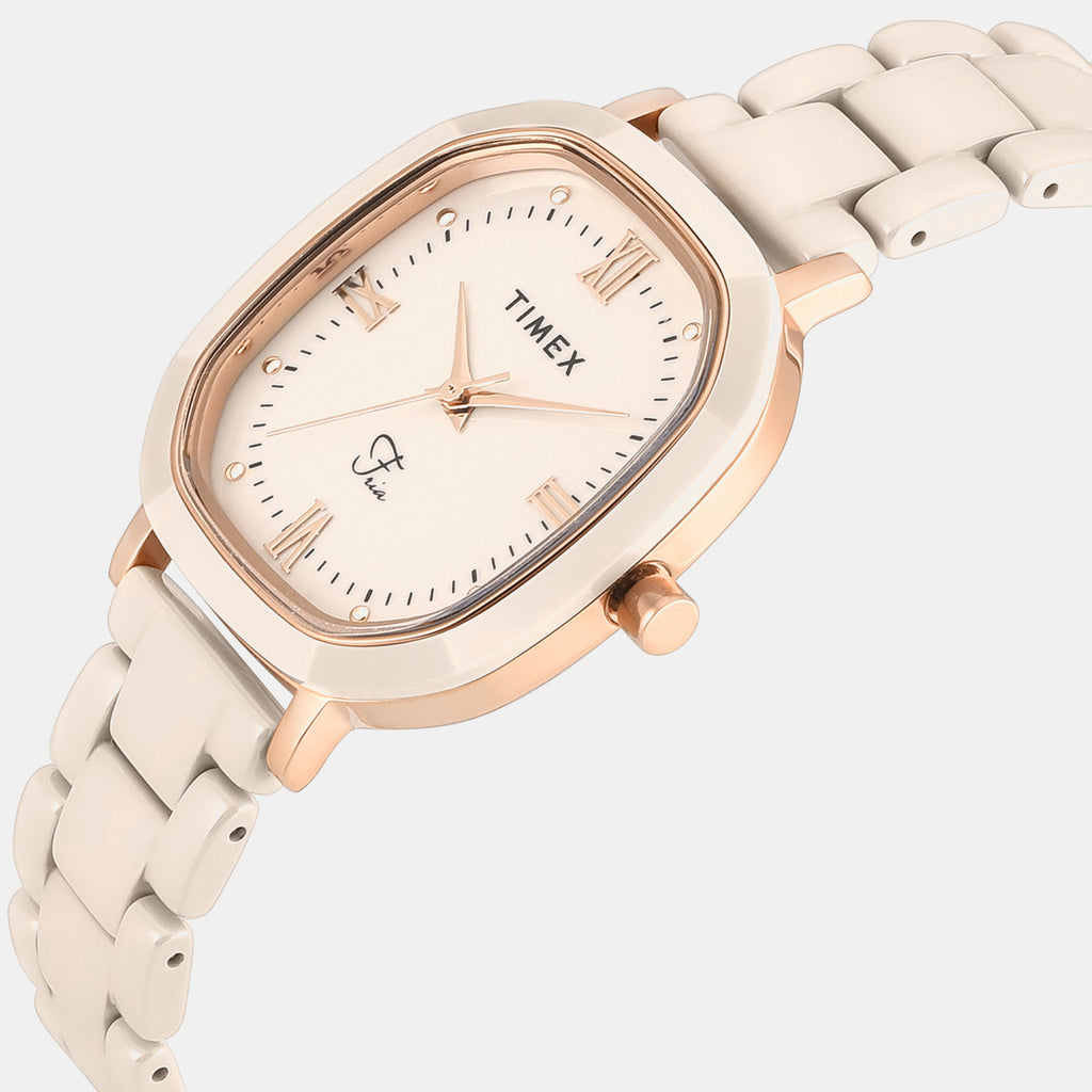Fria Women Quartz Brown Dial Analog Ceramic Watch TWEL31202