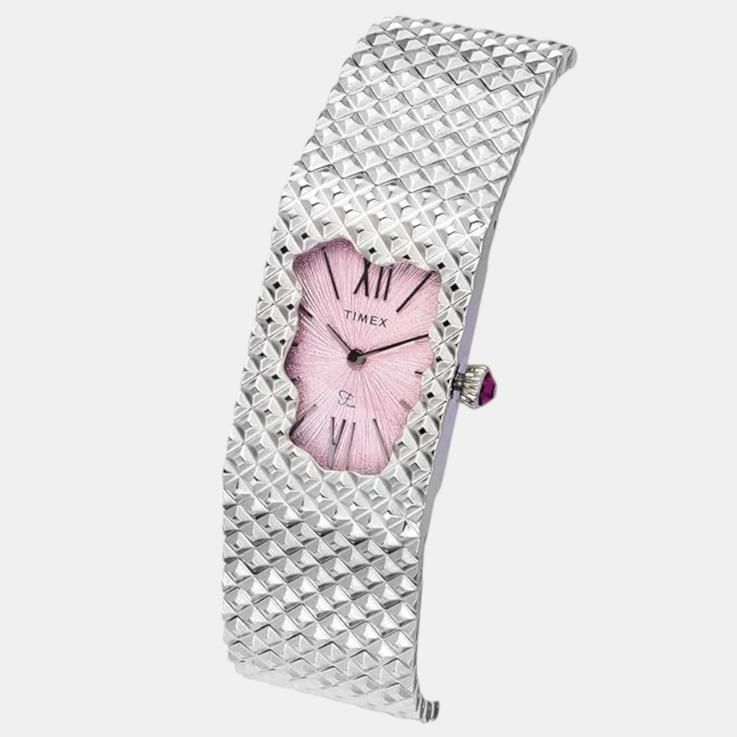 Fria Women Quartz Pink Dial Analog Stainless Steel Watch TWEL77700