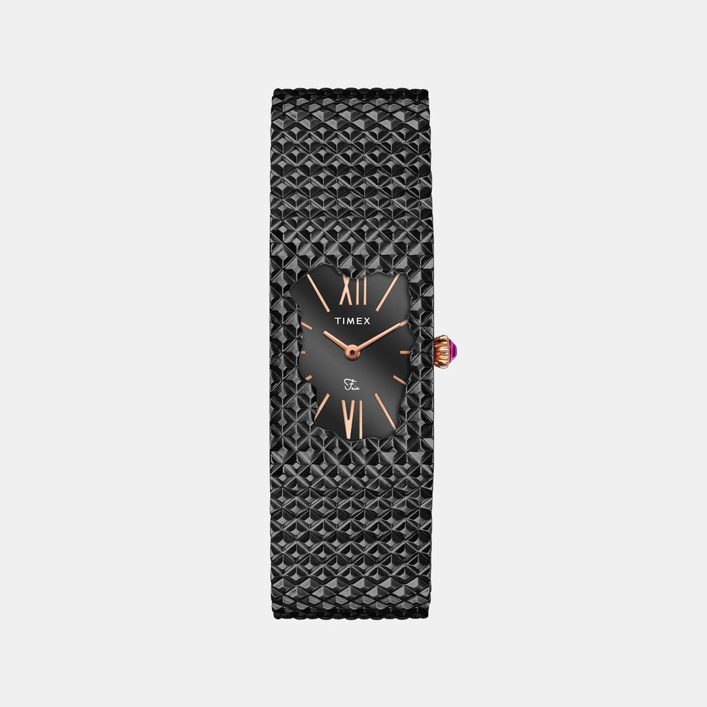 Fria Women Quartz Black Dial Analog Stainless Steel Watch TWEL77708