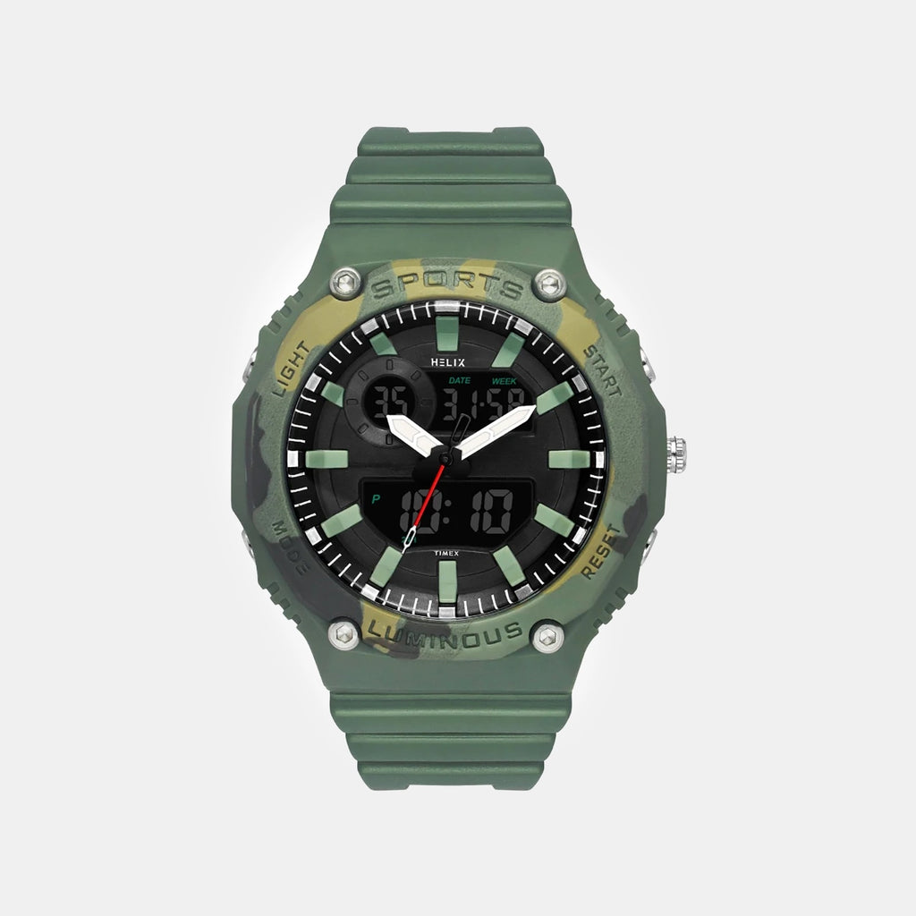 Men Quartz Black Dial Analog-Digital Resin Watch TWESK4701T