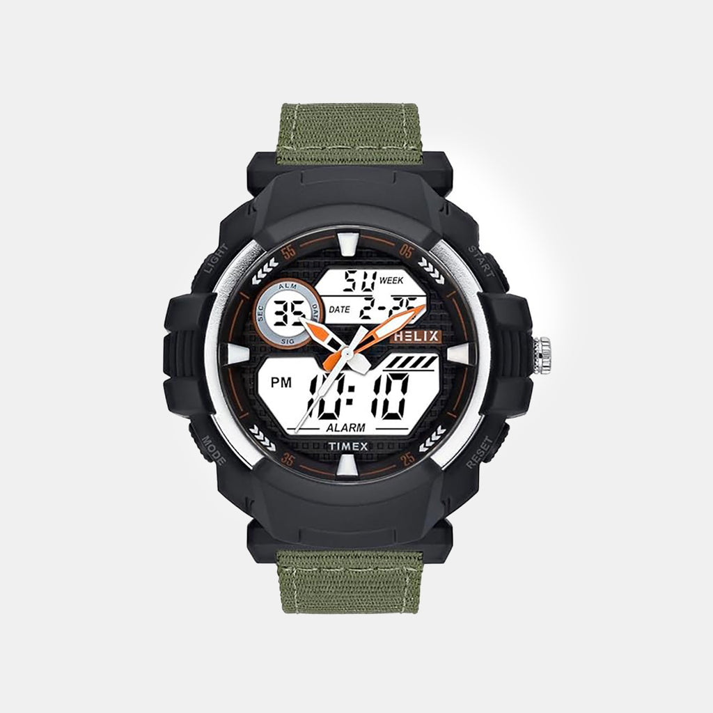 Men Quartz Black Dial Analog-Digital Nylon Watch TWESK6501T