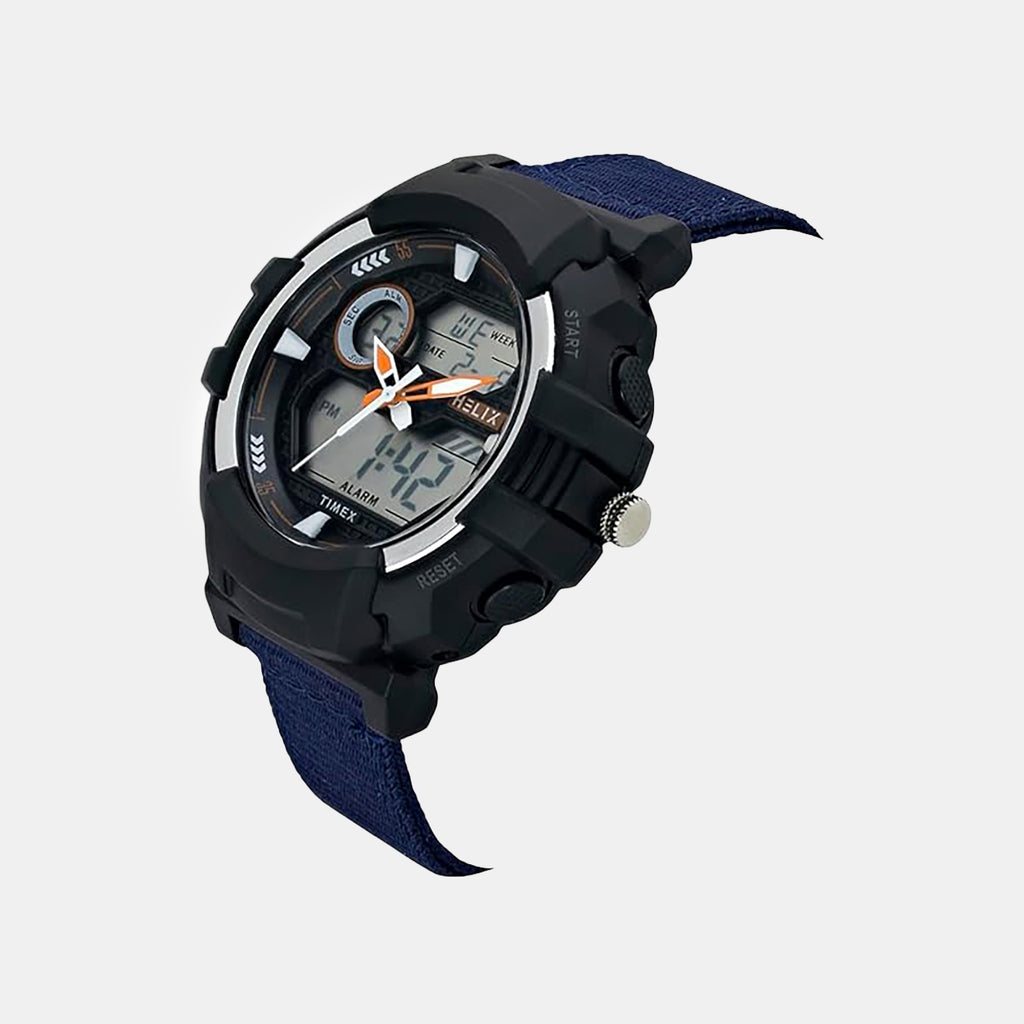 Men Quartz Black Dial Analog-Digital Nylon Watch TWESK6502T