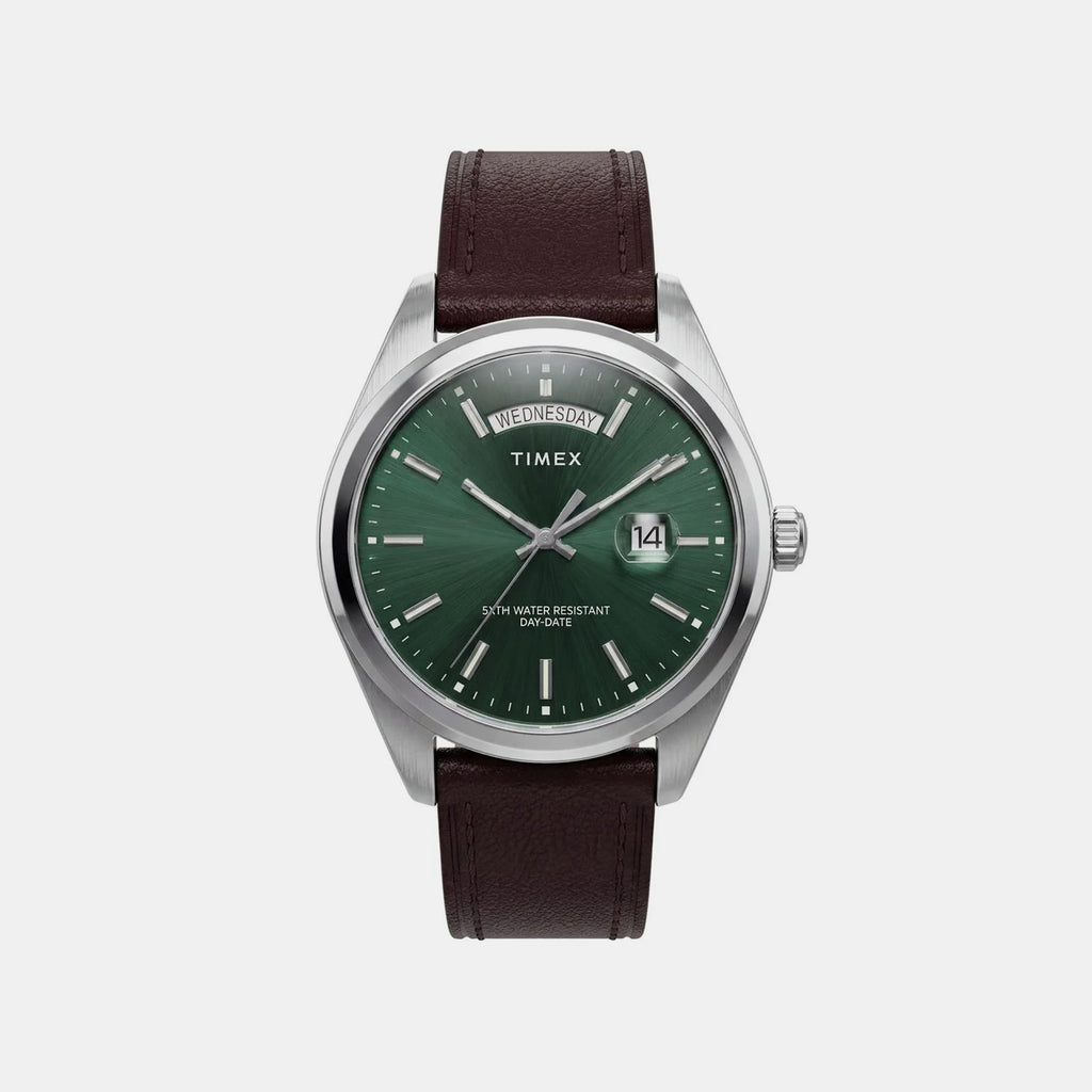 Men Quartz Green Dial Analog Leather Watch TWG068800UJ