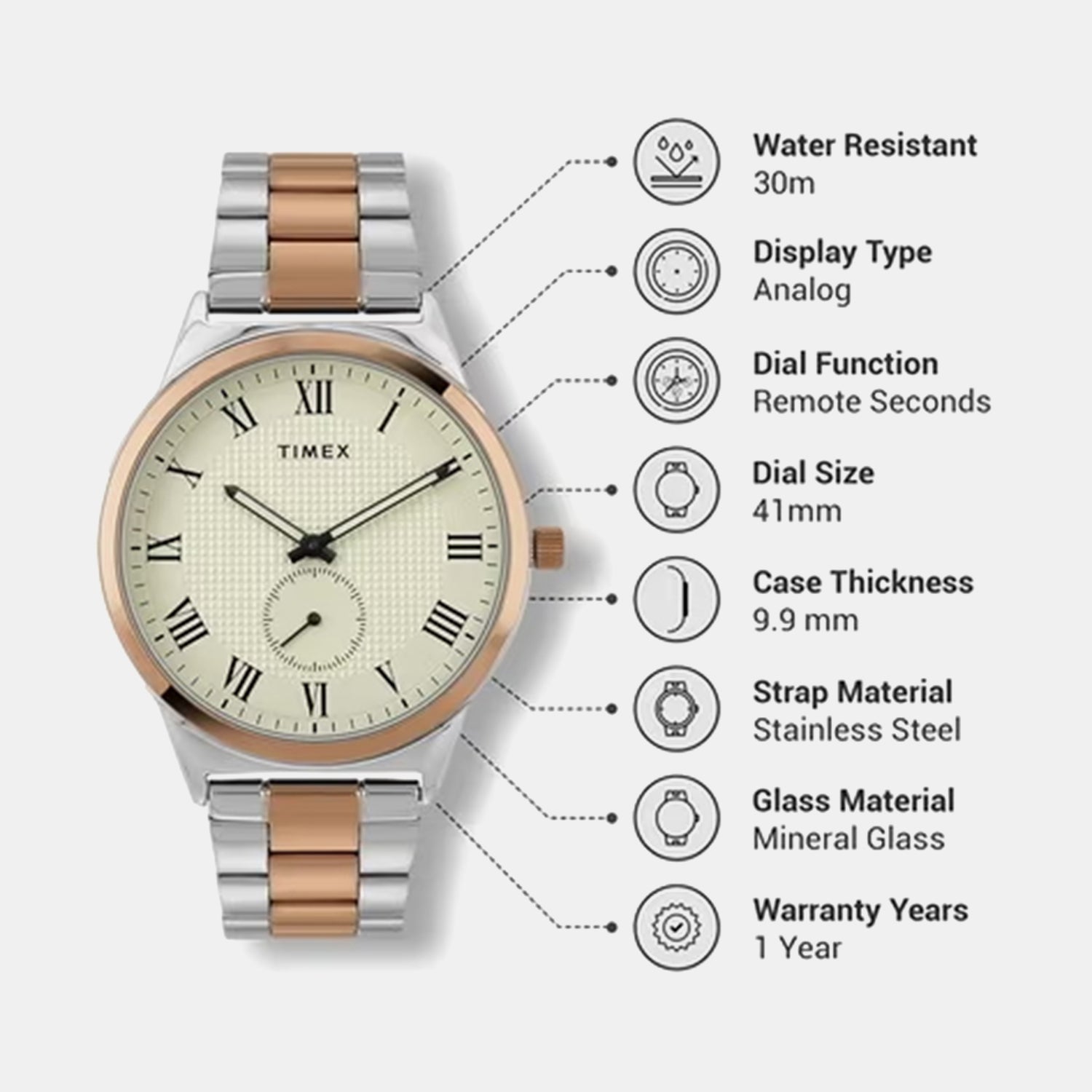 Classics Men Quartz Dial Analog Stainless Steel Watch TWTG10008