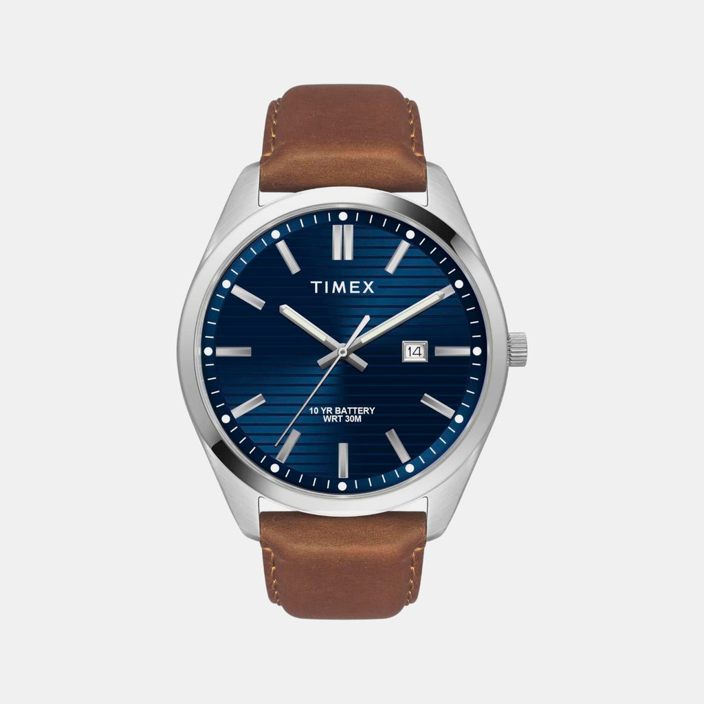 E Class Men Quartz Blue Dial Analog Leather Watch TWTG10408