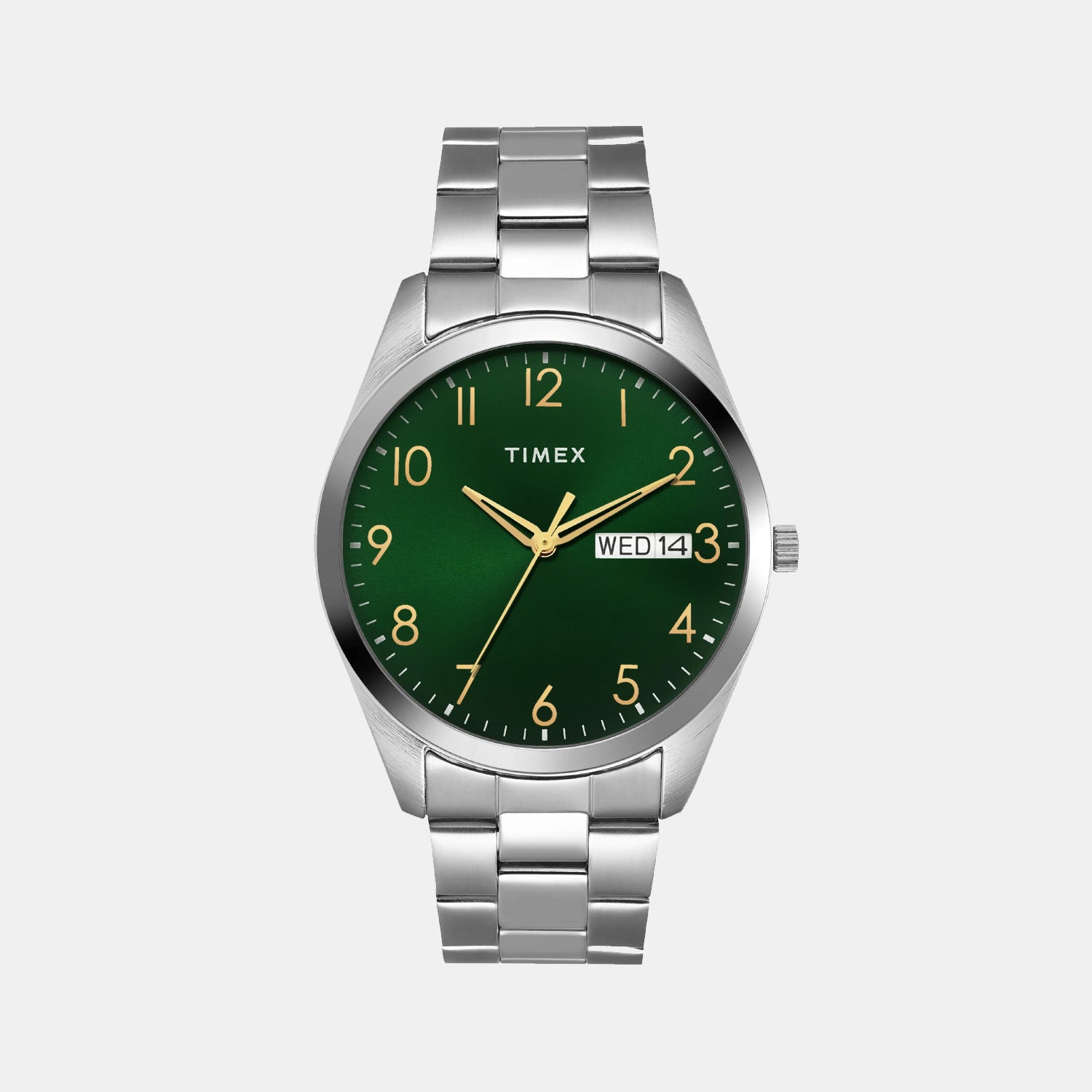 Fashion Men Quartz Green Dial Analog Stainless Steel Watch TWTG10421