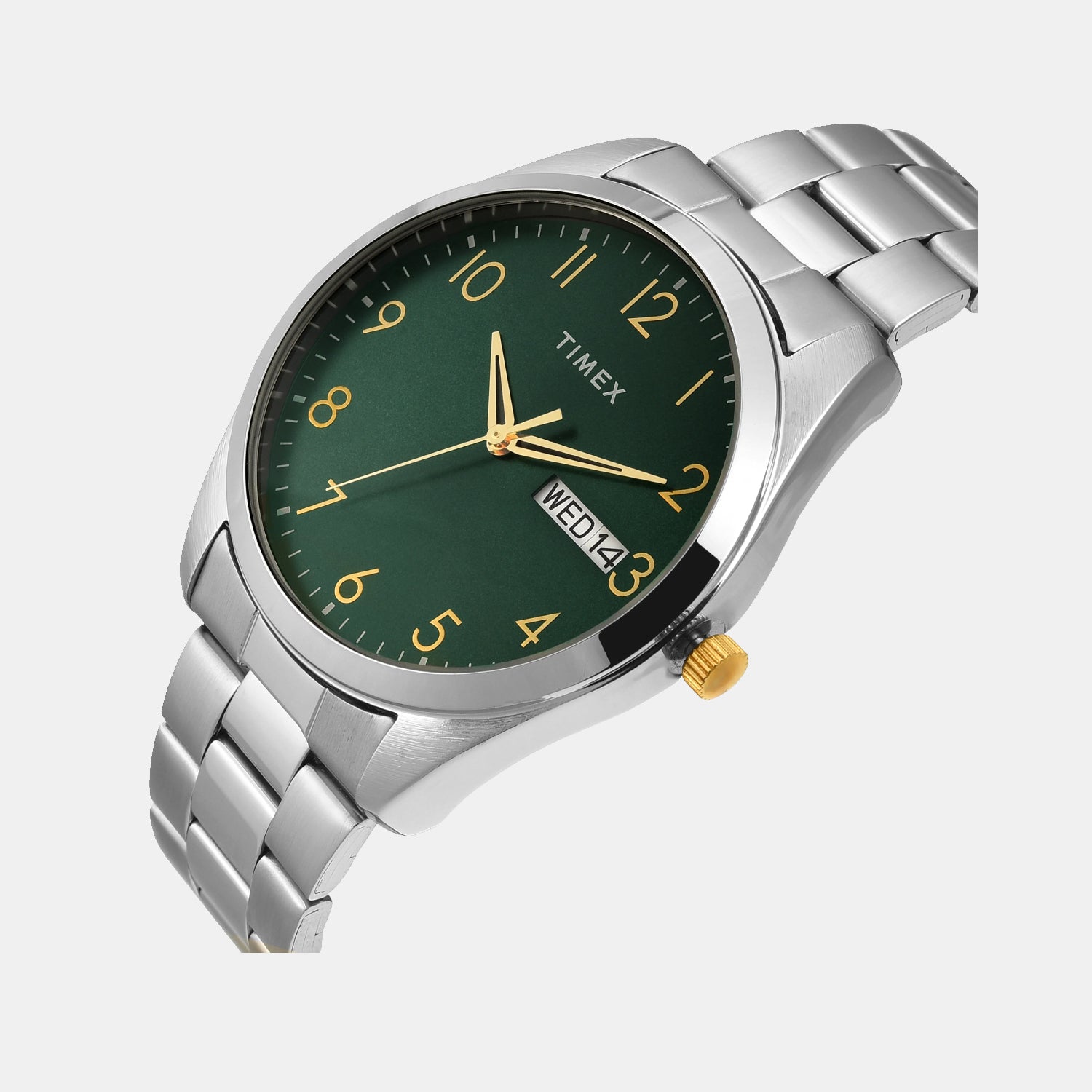 Fashion Men Quartz Green Dial Analog Stainless Steel Watch TWTG10421