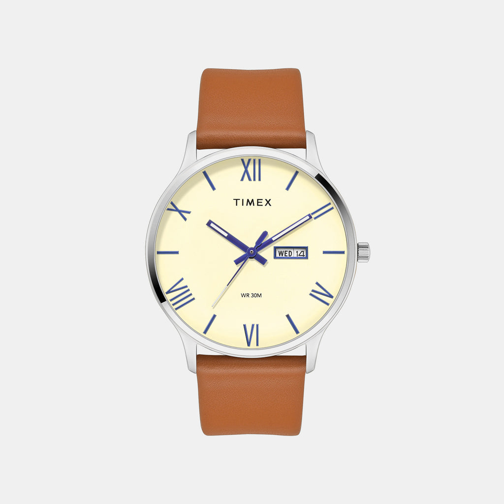 Trendline Men Quartz Beige Dial Analog Leather Watch TWTG10524