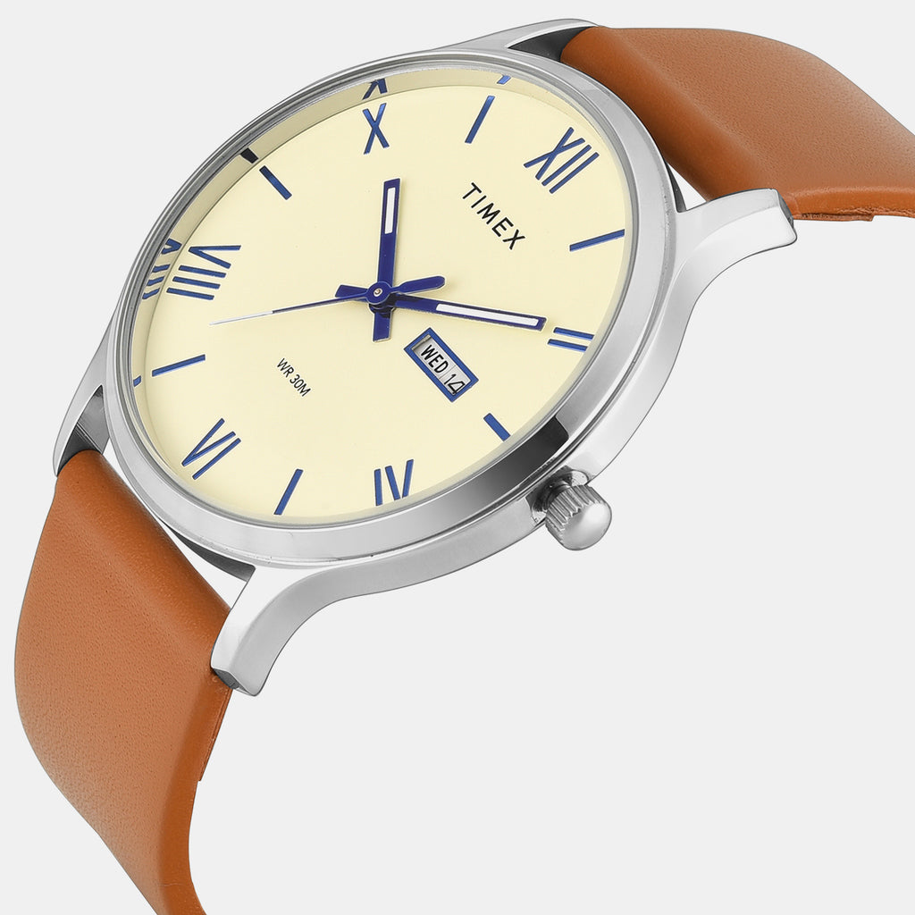 Trendline Men Quartz Beige Dial Analog Leather Watch TWTG10524