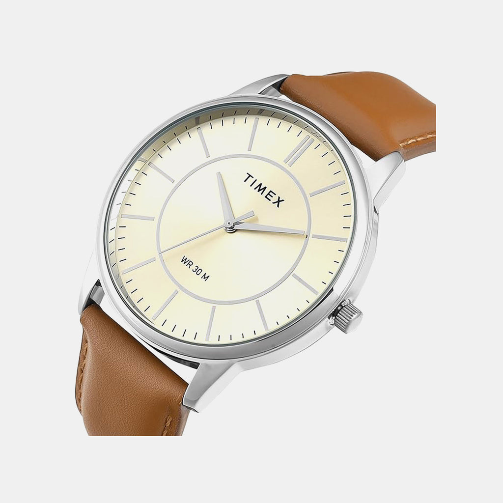 Classics Men Quartz Beige Dial Analog Leather Watch TWTG12100
