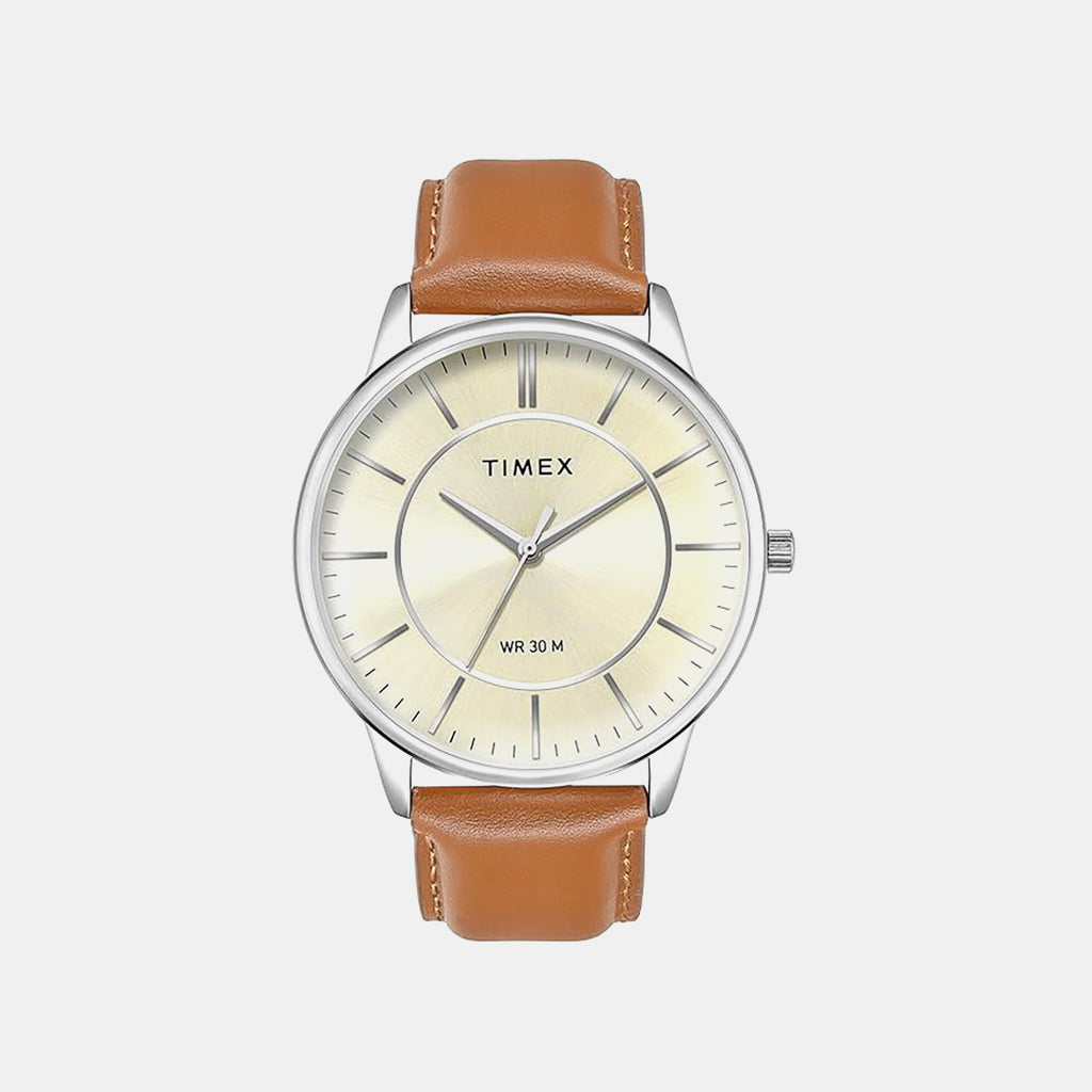 Classics Men Quartz Beige Dial Analog Leather Watch TWTG12100